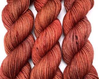 Hand Dyed Yarn "Another Brick in the Shawl" Brick Rust Orange Brown Pink Red Speckled Polwarth DK Weight Superwash 246yds 100g