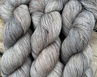 Hand Dyed Yarn "Back Deck" Grey Brown Beige Greige Taupe Silver Merino Lace Singles Superwash 825yds 115g