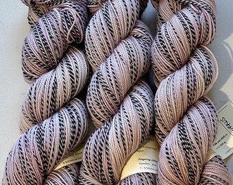 Hand Dyed Yarn "Susurrus" Blush Rose Beige Mauve Pink Merino Nylon Zebra Fingering Superwash 438yds 100g