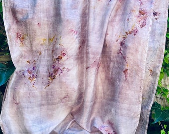 Hand Dyed Silk Shawl "Up to No Good (#3)" Silver Grey Brown Gold Purple Pink Violet Yellow Red Copper Mulberry Silk Shawl 36” x 100”