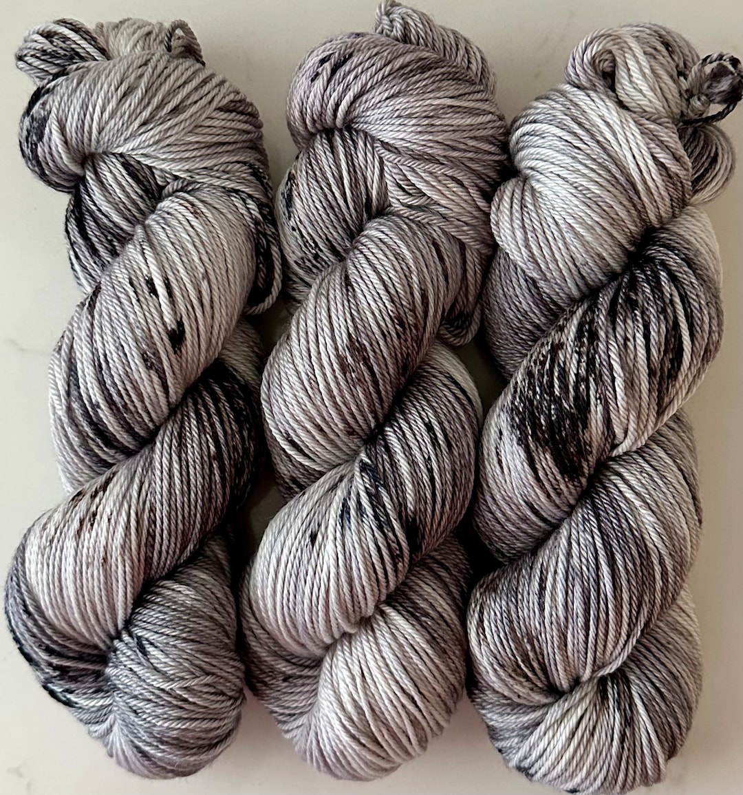 Hand Dyed Yarn scattered Grey Brown Silver Black Speckled Merino Silk ...
