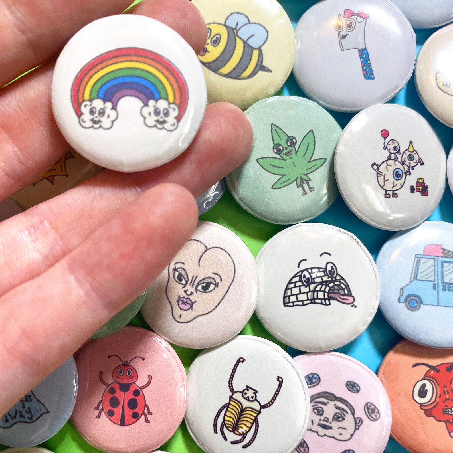 One Inch Pin Pack Original Art Pins One Inch Pin Backpack Etsy