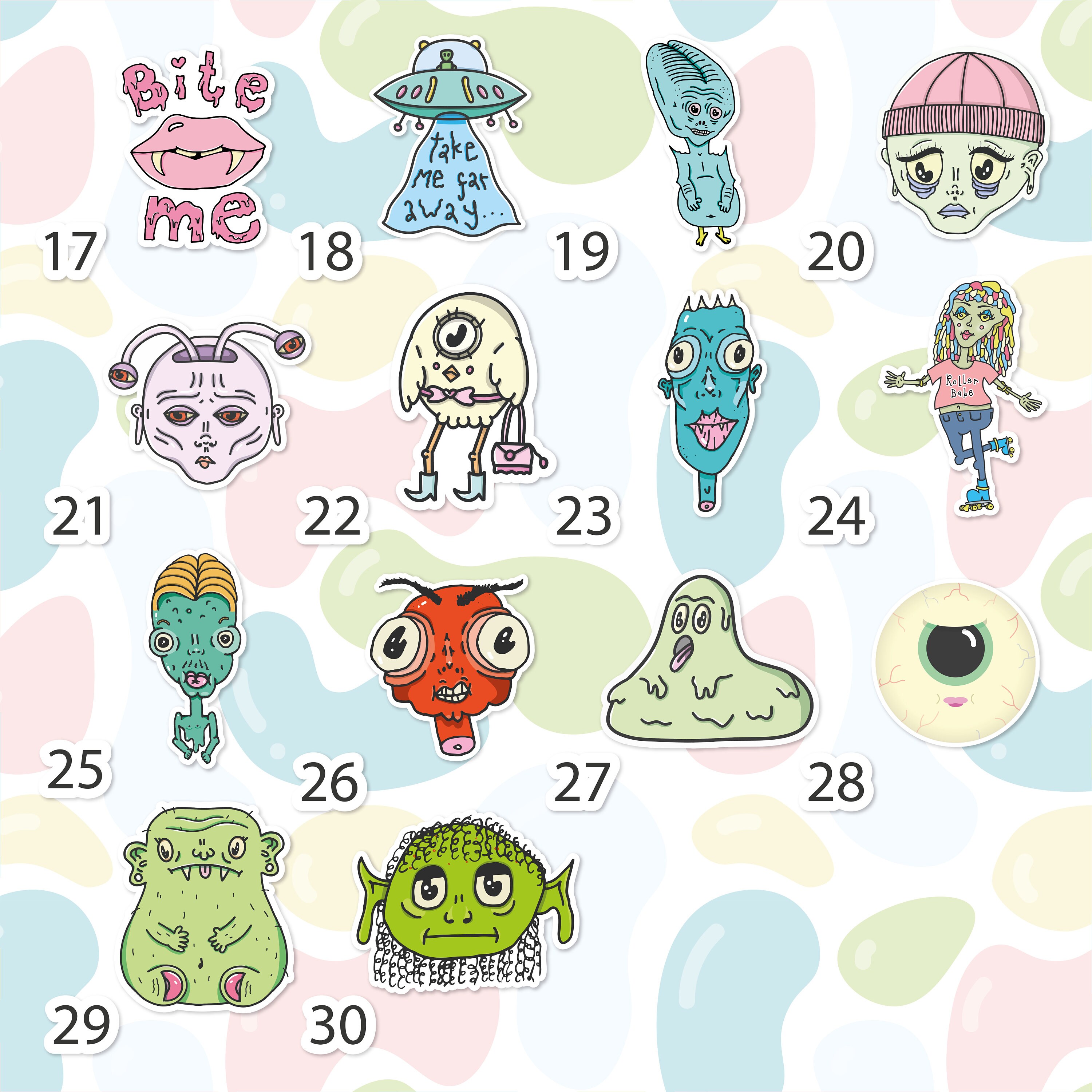 One Inch Monster Pin Pack / Original Art Pins One Inch Pin Etsy