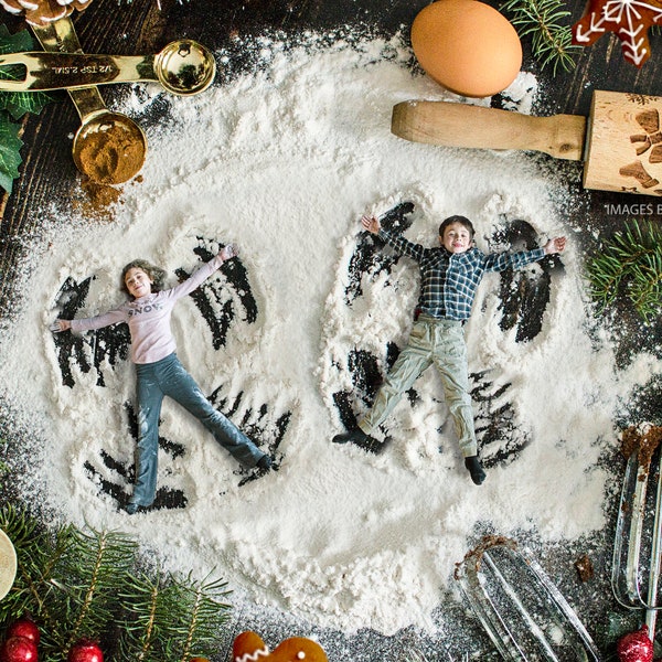Flour Angels Christmas Digital Backdrop