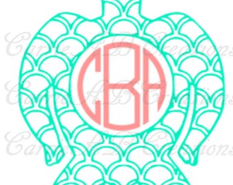 Scalloped Turtle Monogram Frame SVG Files
