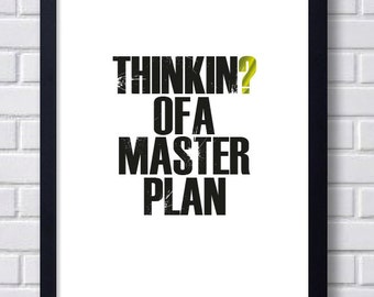 Hip Hop, Rap Lyrics, Thinking of a Master Plan, Wall Art, A5, A4, A3, A2 Poster Print