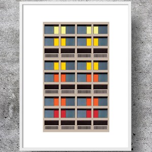 Brutalist Architecture, Park Hill, Sheffield, Architectural Poster, Wall Art, Home Decor, Print, A5, A4, A3, A2 image 3