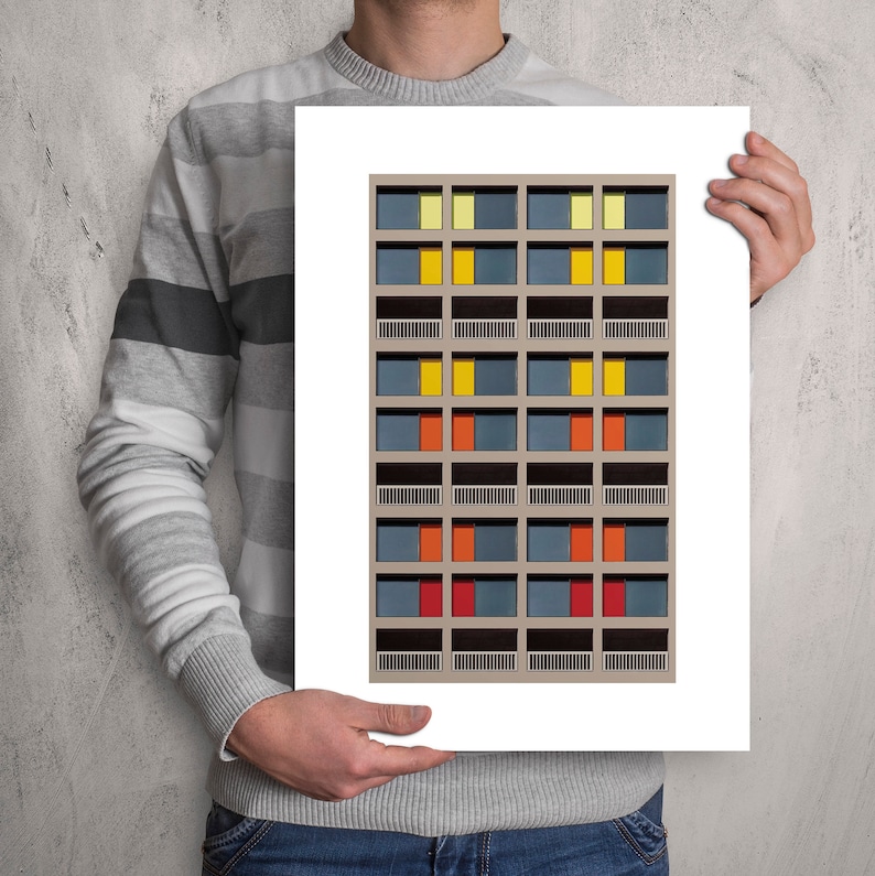 Brutalist Architecture, Park Hill, Sheffield, Architectural Poster, Wall Art, Home Decor, Print, A5, A4, A3, A2 image 2