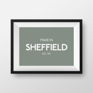 Personalised Birth Place Print, Individual, Sheffield Print, Birth Year, Yorkshire Print, Home Decor, Various Colours, A5, A4, A3, A2