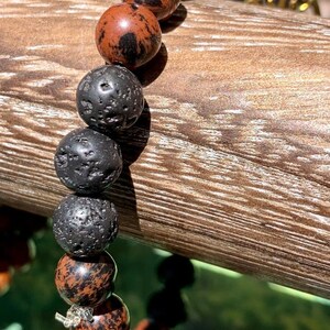 Mahogany Obsidian and Lava Bead Essential Oil Diffuser Bracelet