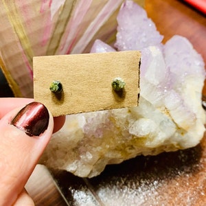Green Tourmaline Minimalist Stud Earrings