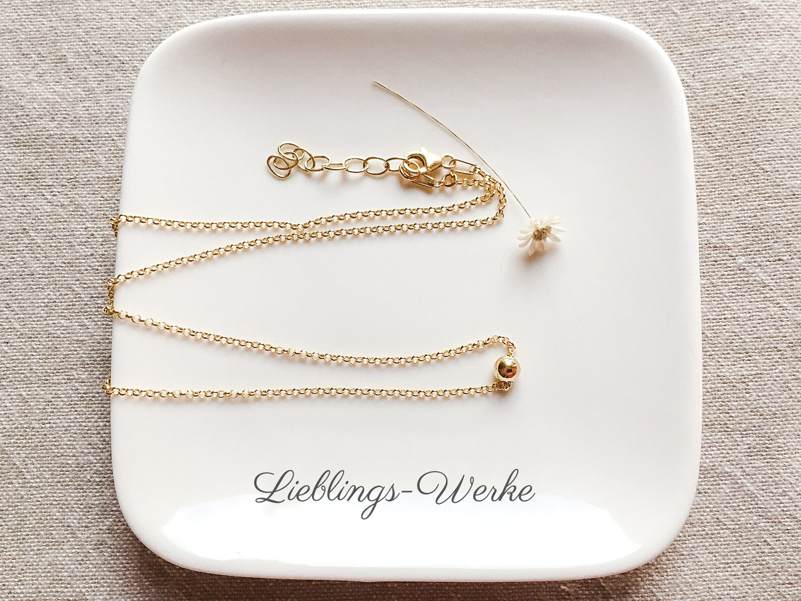 Collierkette Mit Kugeln 80cm, 925er Sterling Silber 18kt Vergoldet - Ketten Für Anhänger