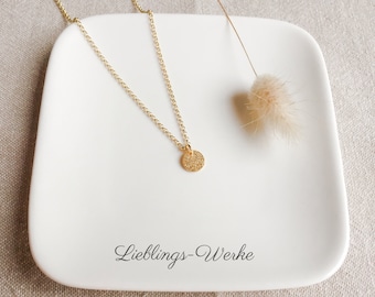 Zarte Kette mit Plättchen Sterlingsilber vergoldet/Kette gold/Boho Kette/Kette minimalistisch/Geschenke für Frauen
