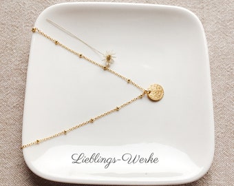 Filigrane Kette Plättchen Sterlingsilber vergoldet/Kette gold /Kette mit Anhänger/Satellitenkette gold /Geschenke für Frauen