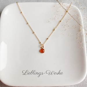 Filigree carnelian necklace sterling silver gold plated/gold necklace/minimalist necklace/gemstone necklace/gifts for women