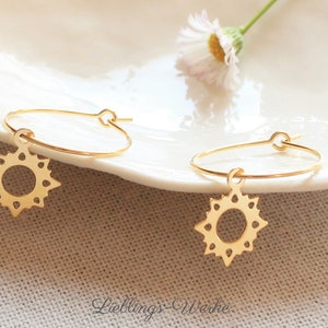 Made By Nami Mandala Ohrringe - Goldfarben, Mit Sonnen-Anhänger, Aus Chirurgischem Edelstahl, Hypoallergen & Wasserfest