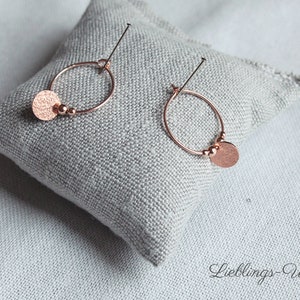 Hoop earrings with plates sterling silver rose gold plated/hoop earrings rose gold/earrings plate/earrings rose gold/gifts for women