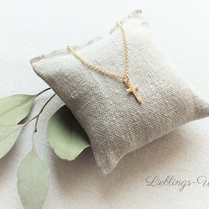 Delicate necklace with cross sterling silver gold plated/necklace gold/chain gold/gifts