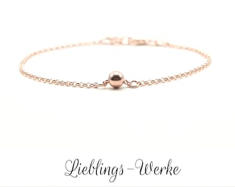 Armband mit Kugel Sterlingsilber rosévergoldet, Armband minimalistisch/Armband rosegold/Armband geometrisch/Freundschaftsarmband