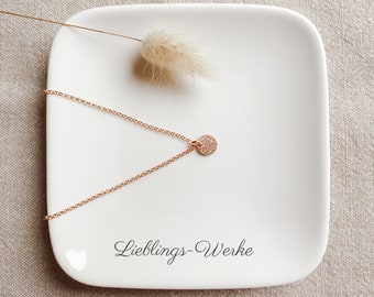 Feine Kette mit Plättchen Sterlingsilber rosevergoldet/Halskette rosegold/Kette minimalistisch/Geschenke für Frauen