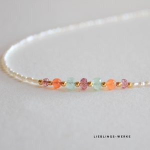 Filigrane bunte Perlenkette mit Edelsteinen/ bunte Edelsteinkette/ Geschenke für sie Bild 7