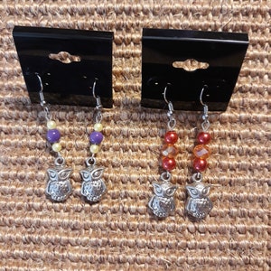 Beaded Owl Earrings