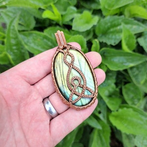 Mutter & Kind Keltisch Handgefertigt Handgefertigt Labradorit Edelstein Draht Eingewickelt Schmuck Amulett Talisman Anhänger Halskette Muttertag Geschenkidee