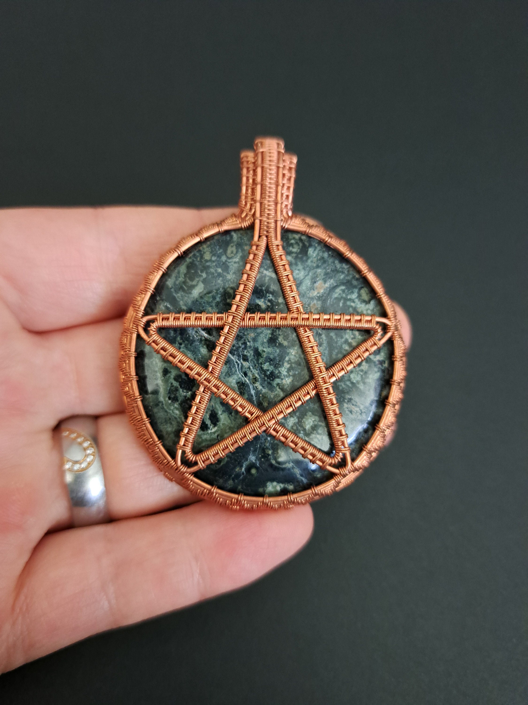 Kambaba Jasper Pentacle Wicca Handmade Handcrafted Wire Wrapped ...