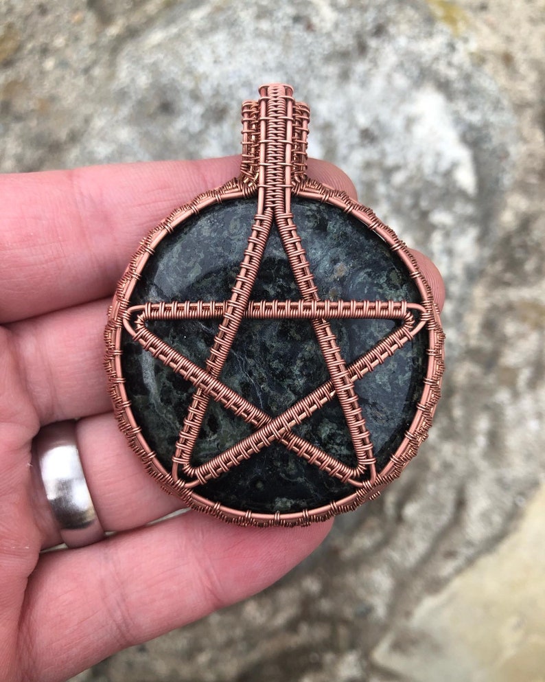Kambaba Jasper Pentacle Wicca Handmade Handcrafted Wire Wrapped ...