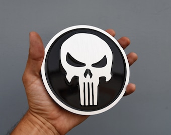 Punisher rund, Punisher Custom, Punisher rundes Skull Emblem, Punisher Zeichen, Punisher Icon