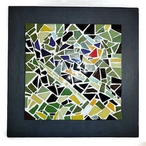 Tableau en mosaïque anthracite et vert image 1