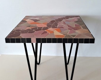 Coffee table in mosaic of Briare enamels