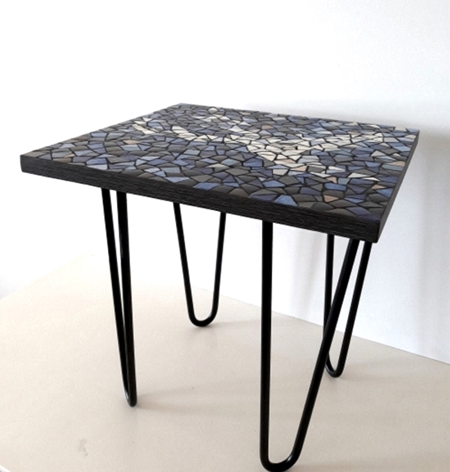 Table Basse en Mosaïque Bleue