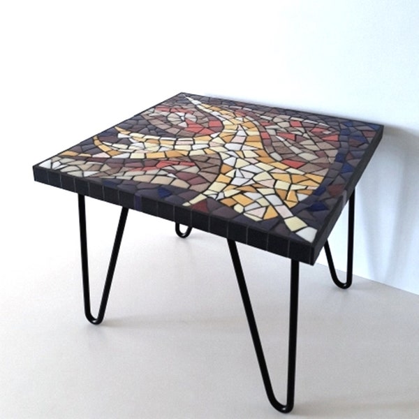 Table basse en mosaïque Violet jaune