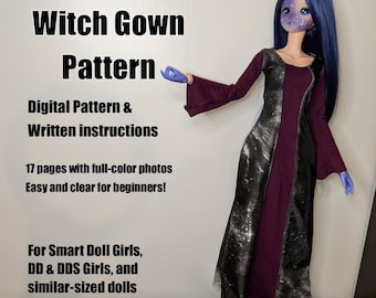 Witch Gown (Pattern and Instructions) for Smart Doll and Dollfie Dream