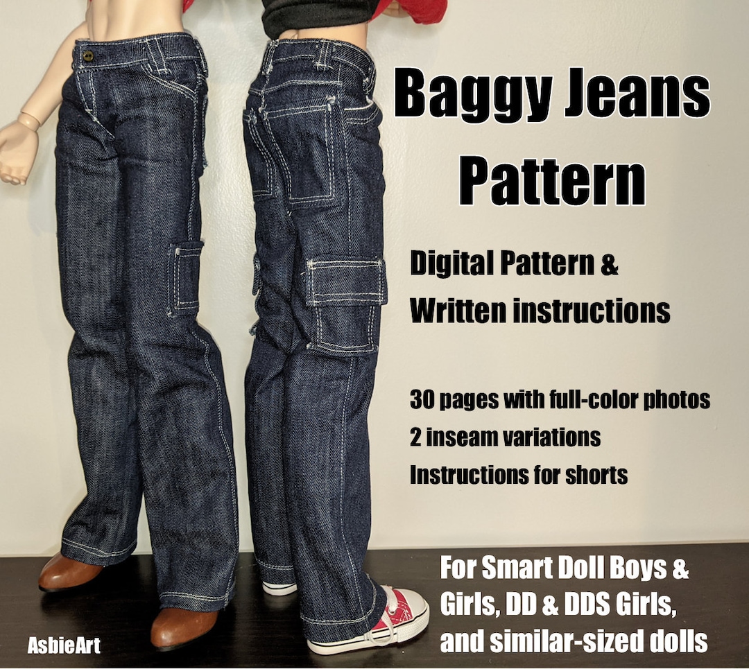 Pantalones Vaqueros Baggy (Patrón e Instrucciones) para Muñecas  Inteligentes (Macho y Hembra) México