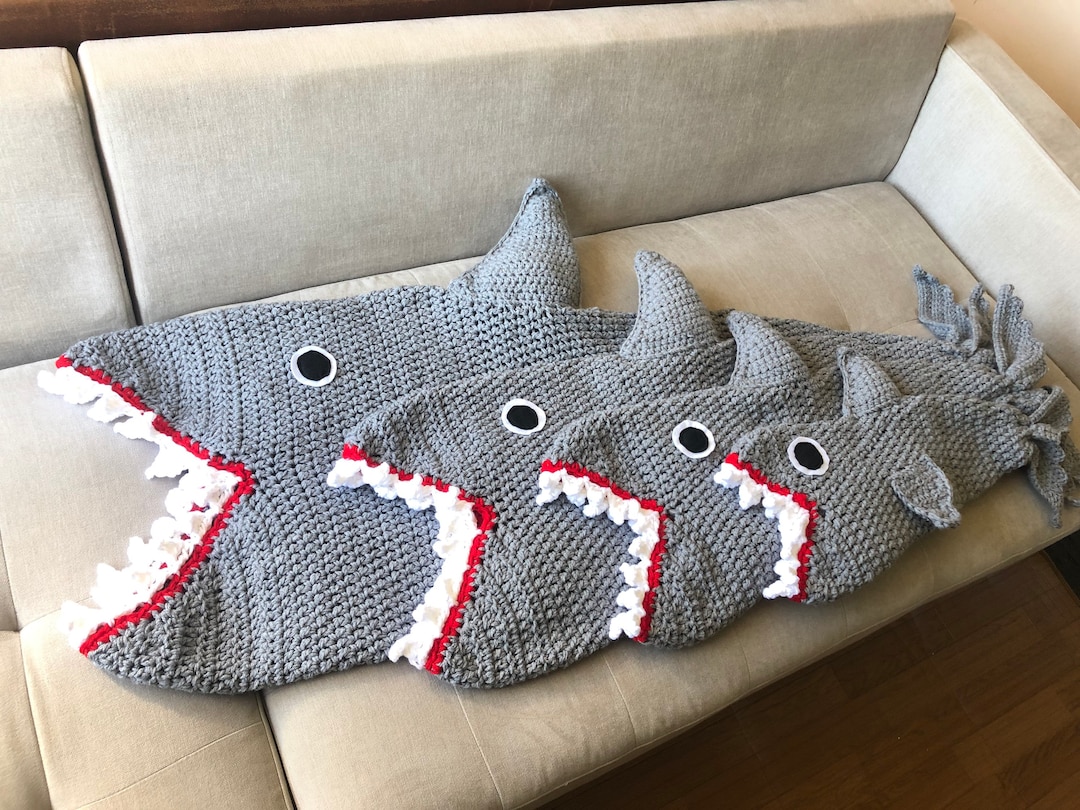 Shark Blanket for Baby Shark Blanket for Toddler Shark Blanket for Kids Shark Blanket for Adult Crochet Shark Blanket Ready to Ship Etsy