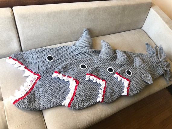 Shark Blanket for Baby, Shark Blanket for Toddler, Shark Blanket for Kids, Shark  Blanket for Adult, Crochet Shark Blanket, Ready to Ship 