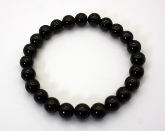 Black Jet Bracelet, Gift for Him, Gift for Her, 8mm