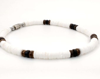 Clamshell and Coconut Surfer Anklet/Bracelet, Bohemian Adult and Children's Necklace