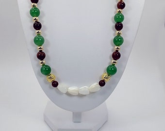 18k Gold Rosewood, Malaysian Jade, and Pikake Necklace, Bracelet & Earrings Set, Hawaiian Jewelry, Wedding Gift, Bridal Jewelry