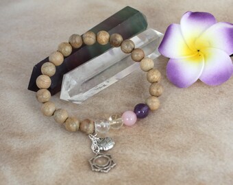 EvaDane Natural Rosewood Gemstone Rope Bead Alphabet Letter N Charm Stretch Bracelet EvaDane Natural Rosewood Gemstone Rope Bead Alphabet Letter N Charm Stretch Bracelet
