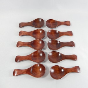 10Pcs Mini Wooden Spoons, Small Wood Spice Scoop, Natural Condiment Spoon for Sugar, Salt, Tea, Coffee, and Jam Jars