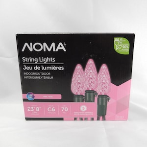 Guirlande lumineuse à DEL ROSE Noma NIB | 70 lumières | 23 pi 8 po de long | Ampoules C6 | Noël / Saint-Valentin / Cancer du sein | Neuf vieux stock