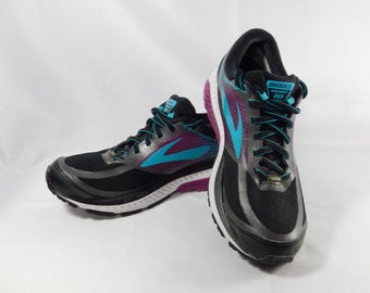 Zapatillas de running BROOKS GHOST 10 Gor-Tex / Talla 7.5 B para mujer / 1202451B089 / Negro/Verde azulado/Morado / Zapatillas deportivas / Como nuevas