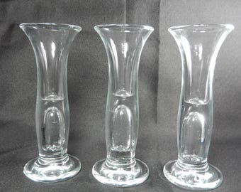 3 Vtg & Rare HOLMEGAARD SHOT GLASSES - Vintage Bubble Globetrotter Dinamarca Michael Bang - Grabado grabado MG7 - Licor espiritual en forma de tulipán Flare