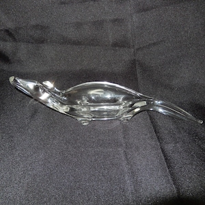 RARE ALLIGATOR CROCODILE Clear Glass Dish - Stunning Trinket Tray / Nut or Candy Bowl - Very Unusual Display Piece - Large 12&quot; long Reptile