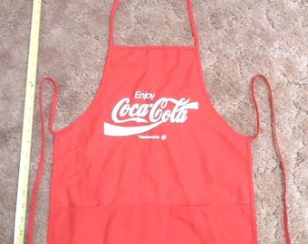 New 1980&#39;s Vintage COCA COLA / COKE Bib Apron with two pockets - Brand New Coca-Cola Apron - Very Rare!