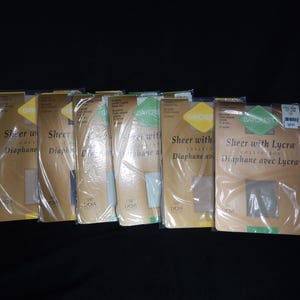 6 BAYCREST Sheer Lycra Collection Vintage PANTYHOSE - Lot of Various Colors, All Size XL - Nylons / Hosiery / Stockings - New Old Stock