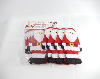8 portaposate di Babbo Natale / Tasche portaposate ricamate / Decorazioni per la tavola di Natale / Utensili da cucina rustici per le feste